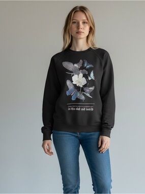 VTG IN THIS SICK SAD WORLD emo 90s 00s y2k punk goth butterfly Black Sweatshirt
